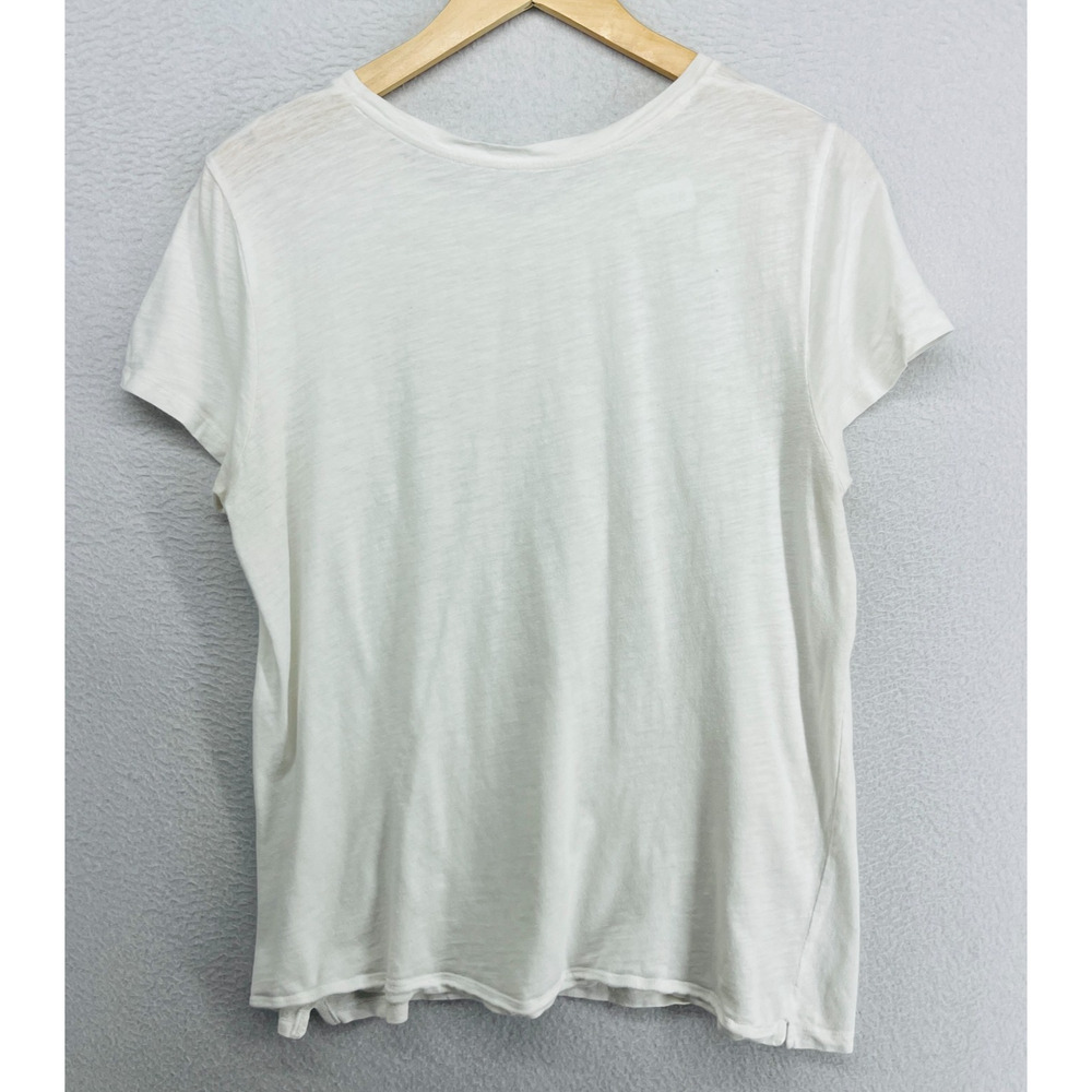 EILEEN FISHER Top M Organic Cotton Slub Jersey Crewneck Short Sleeve Basic White - Picture 3 of 10